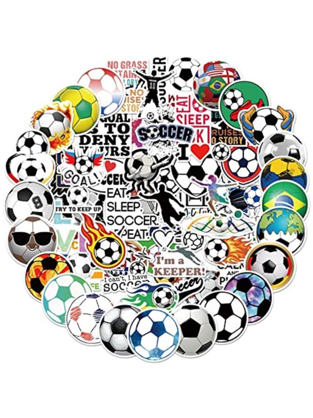 100PCS Soccer Stickers for Boys Girls Kids Teens, Vinyl Waterproof Soccer